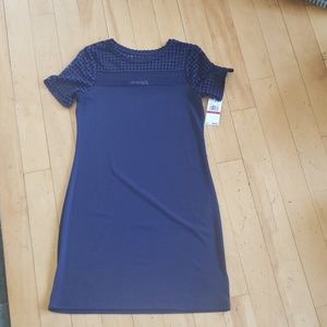 Short sleeve mesh combo dress